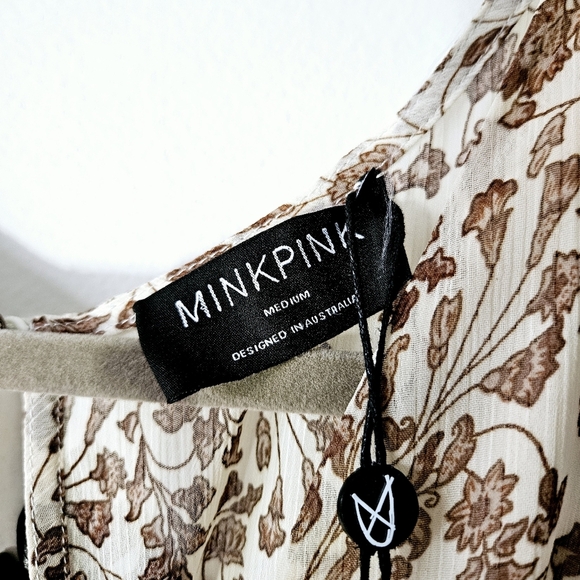 MINKPINK Floral Maxi Dress in Cream and Brown - Picture 4 of 5